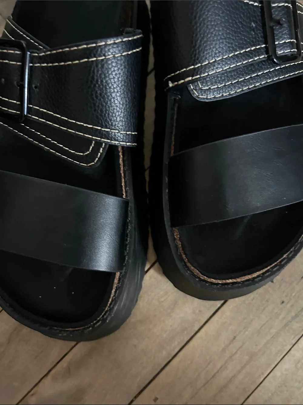 Women’s Black Dual-Strap Slide Sandals